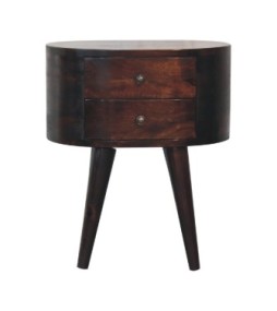 Table de chevet arrondie finition noyer