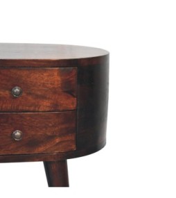 Table de chevet arrondie finition noyer