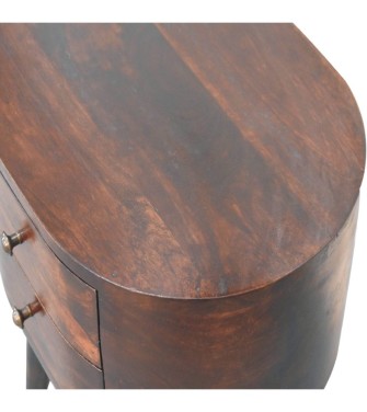 Table de chevet arrondie finition noyer