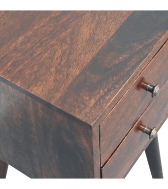 Table de chevet Mini à 2 tiroirs finition noyer