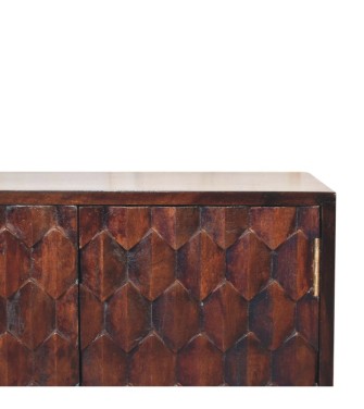 Mini armoire finition noyer sculpté en forme d'ananas