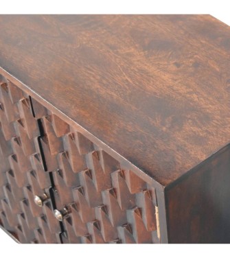 Mini armoire finition noyer sculpté en forme d'ananas
