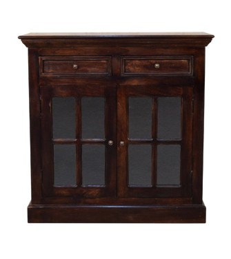 Armoire en noyer avec portes vitrées