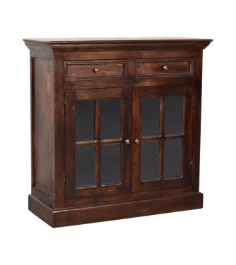 Armoire en noyer avec portes vitrées