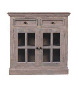 Armoire à finition pierre avec portes vitrées