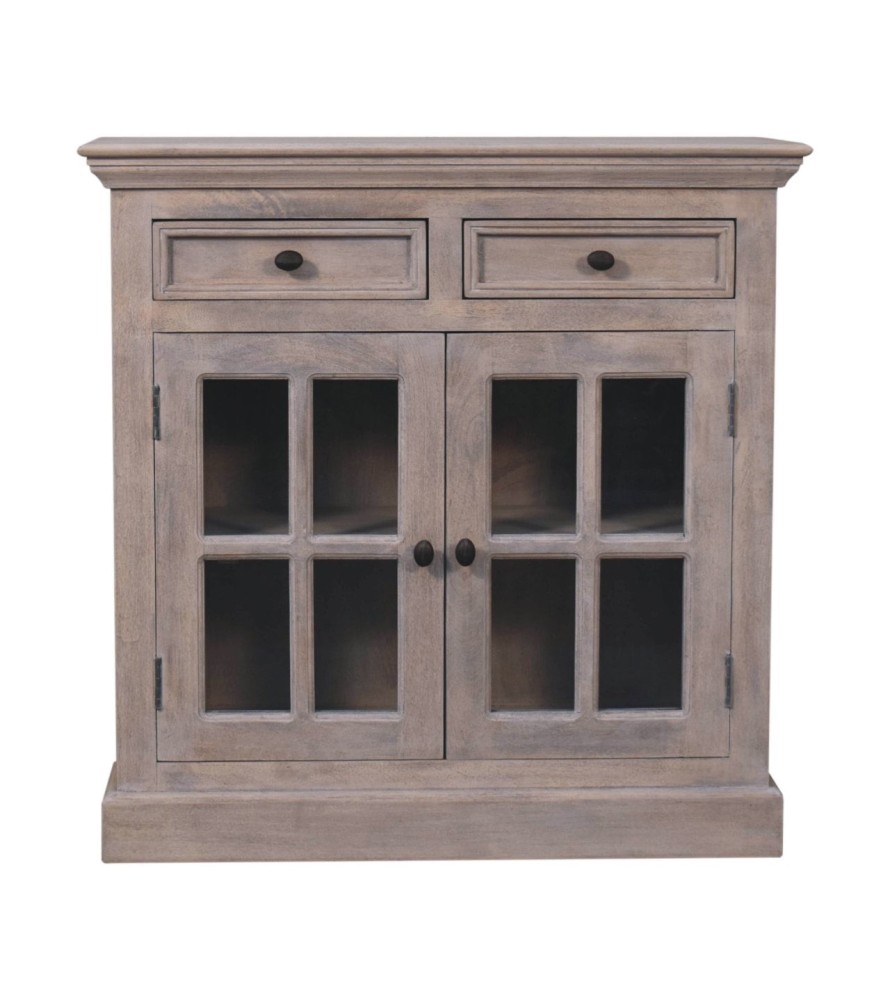 Armoire à finition pierre avec portes vitrées
