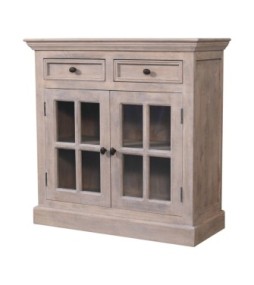 Armoire à finition pierre avec portes vitrées