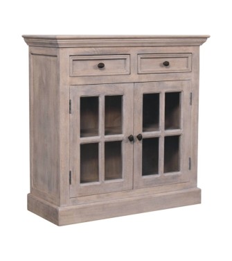Armoire à finition pierre avec portes vitrées