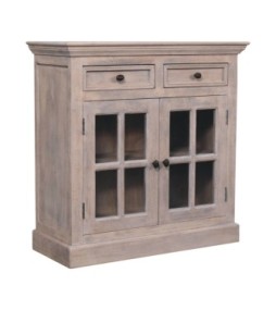 Armoire à finition pierre avec portes vitrées