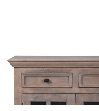 Armoire à finition pierre avec portes vitrées