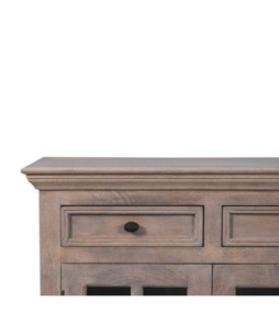 Armoire à finition pierre avec portes vitrées