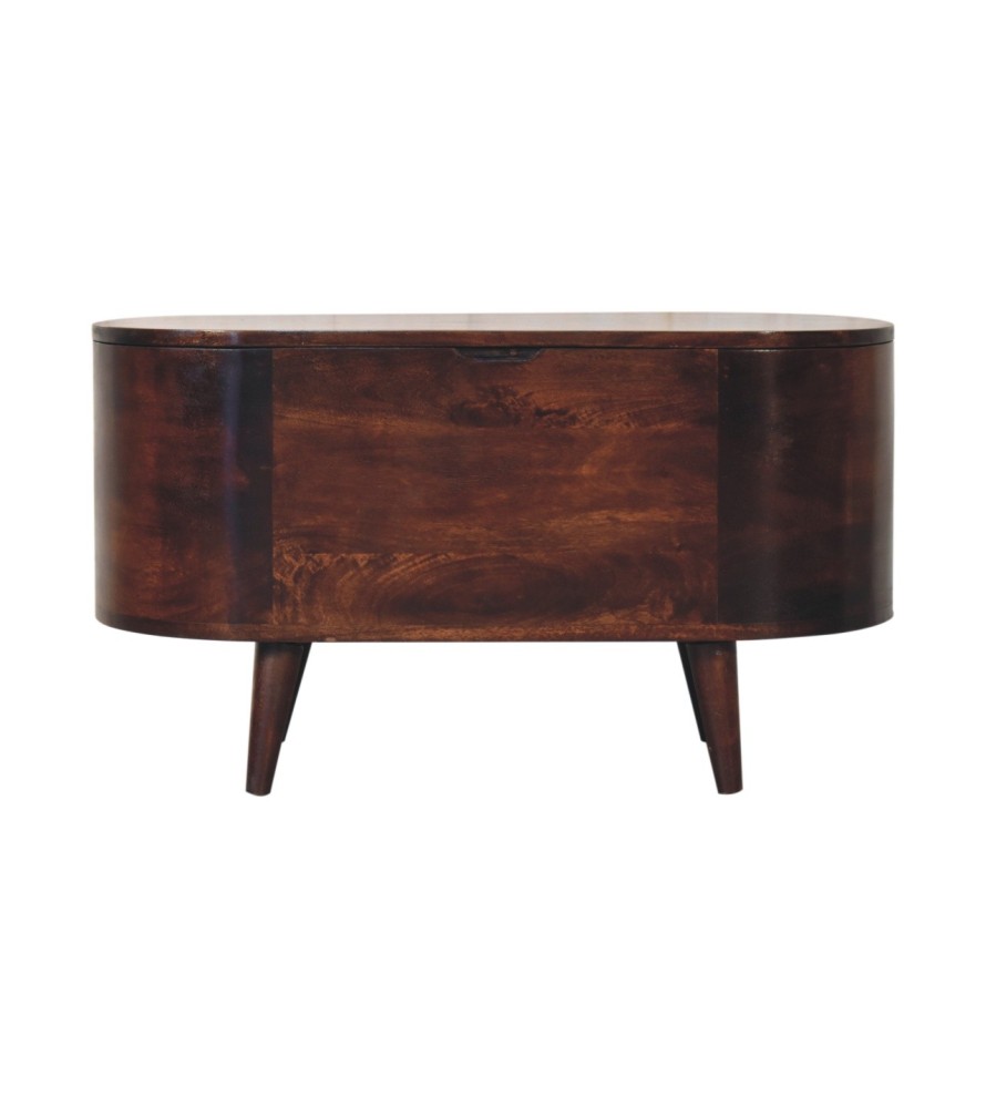 Walnut Rounded Lid-up Blanket Box