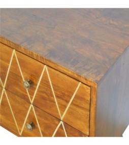 Geometric Brass Inlay 4 Drawer Console Table