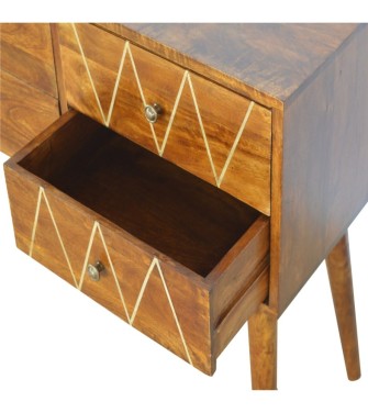 Geometric Brass Inlay 4 Drawer Console Table