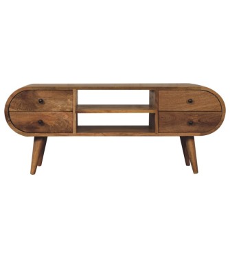 Oak-ish Circular Media Unit with 2 Open Slots