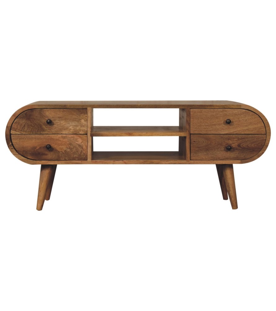 Oak-ish Circular Media Unit with 2 Open Slots