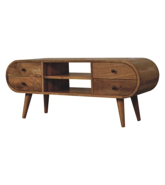 Oak-ish Circular Media Unit with 2 Open Slots