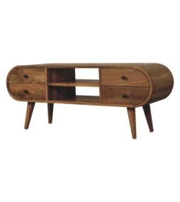 Oak-ish Circular Media Unit with 2 Open Slots