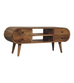 Oak-ish Circular Media Unit with 2 Open Slots
