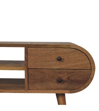 Oak-ish Circular Media Unit with 2 Open Slots