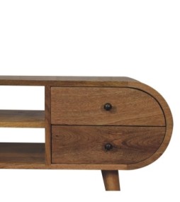Oak-ish Circular Media Unit with 2 Open Slots