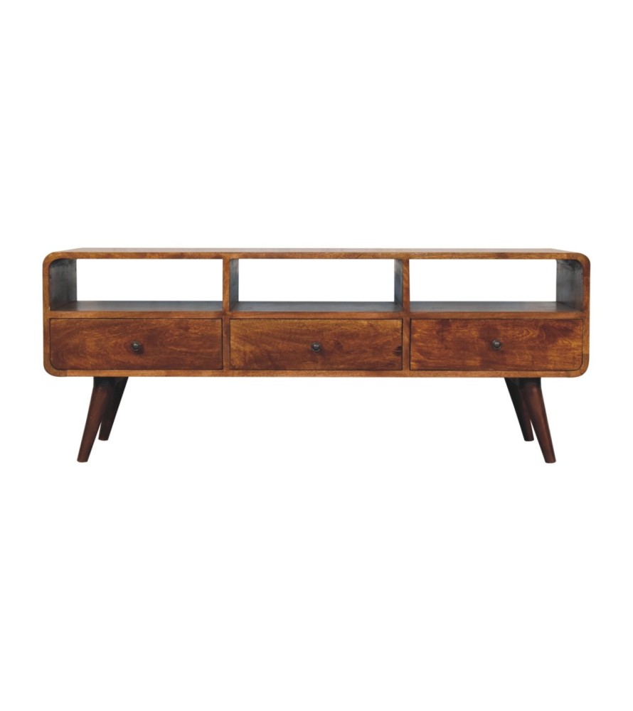 Trio Curved Chestnut Media Unit