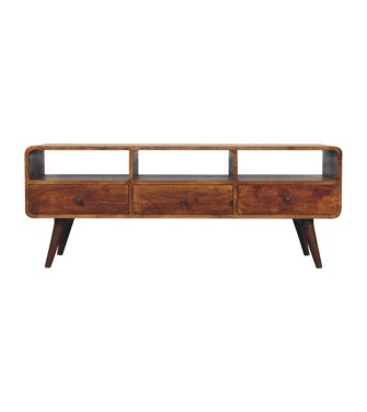 Trio Curved Chestnut Media Unit