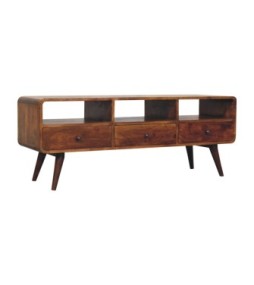 Trio Curved Chestnut Media Unit