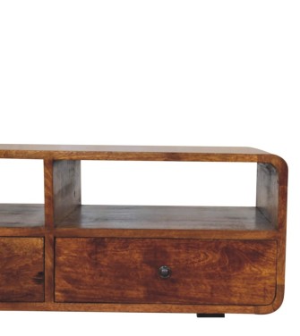 Trio Curved Chestnut Media Unit