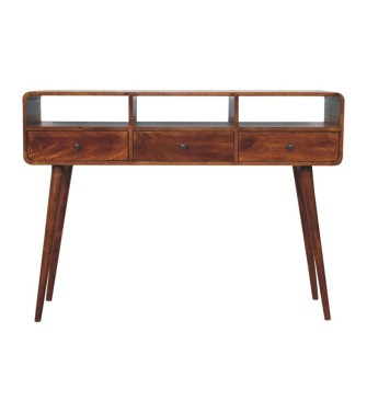 Triple Curved Chestnut Console Table