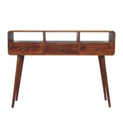 Triple Curved Chestnut Console Table