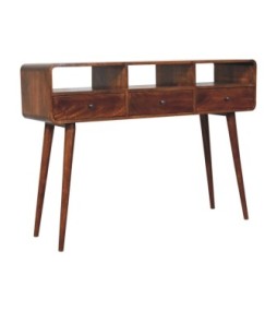 Triple Curved Chestnut Console Table