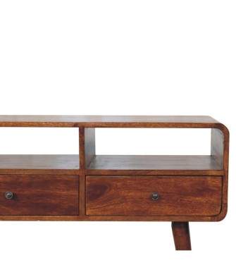 Triple Curved Chestnut Console Table