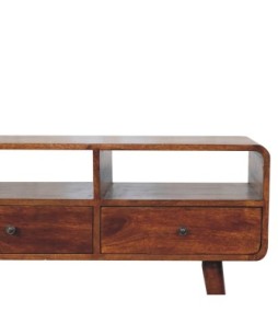 Triple Curved Chestnut Console Table