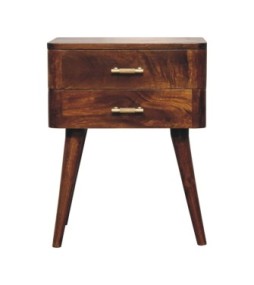 Table de chevet nordique à barre en T couleur châtaigne