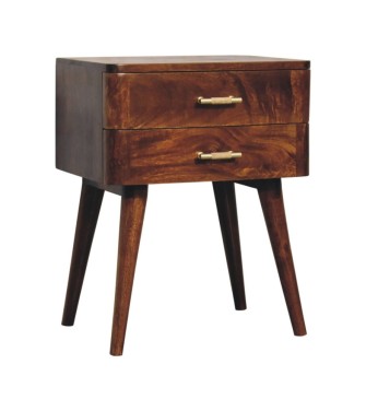 Table de chevet nordique à barre en T couleur châtaigne