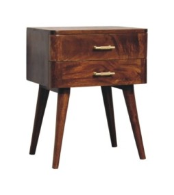 Table de chevet nordique à barre en T couleur châtaigne