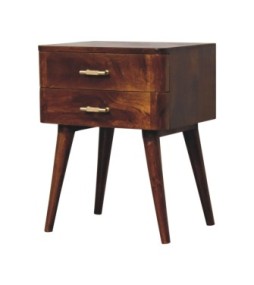 Table de chevet nordique à barre en T couleur châtaigne