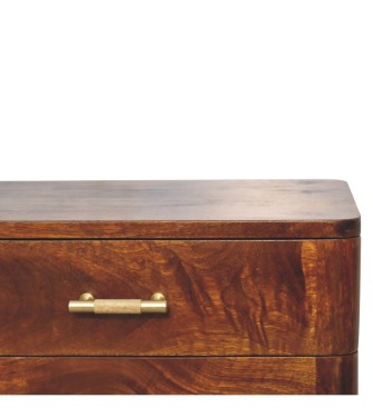 Table de chevet nordique à barre en T couleur châtaigne