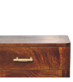 Table de chevet nordique à barre en T couleur châtaigne