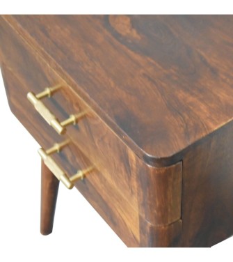 Table de chevet nordique à barre en T couleur châtaigne