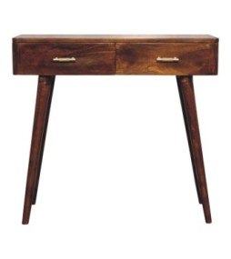 Table console en T couleur finition châtaigne