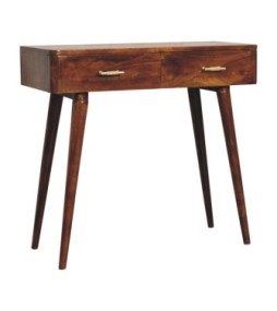 Table console en T couleur finition châtaigne