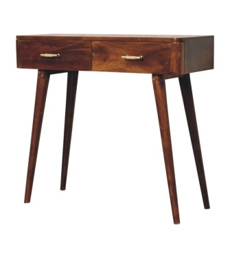 Table console en T couleur finition châtaigne