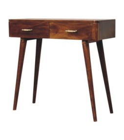 Table console en T couleur finition châtaigne