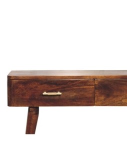 Table console en T couleur finition châtaigne