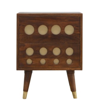 Table de chevet en laiton ajouré couleur châtaigne
