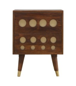 Table de chevet en laiton ajouré couleur châtaigne