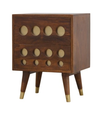 Table de chevet en laiton ajouré couleur châtaigne