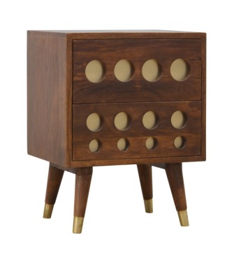 Table de chevet en laiton ajouré couleur châtaigne